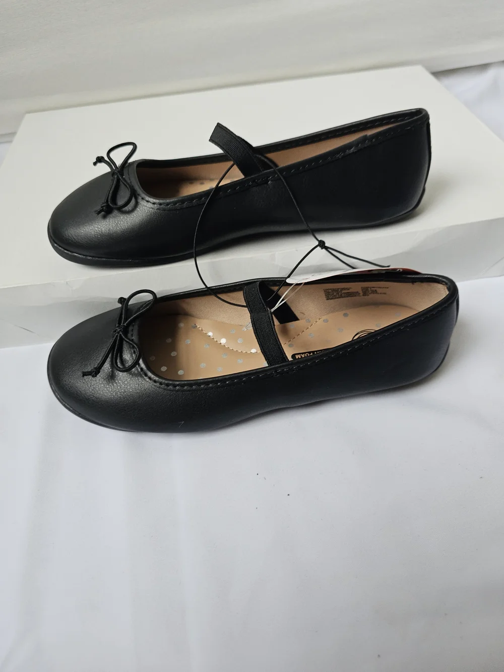 NWT Wonder Nation Black Ballet Flats Girls Sizes 1 & 4 | Memory Foam